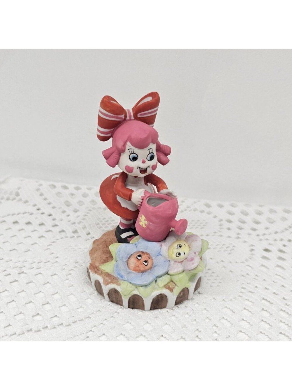 Vintage 1980s Sugar & Spice Porcelain Figurine Clown Girl Watering Flowers Rare